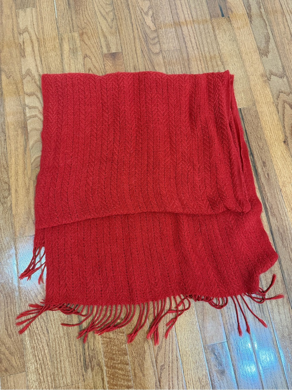 Red Women's Fringe Scarf - Classic Knit